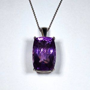Rose De France Amethyst Solitaire pendant necklace 20 in Plat/over 925 25.25 cts